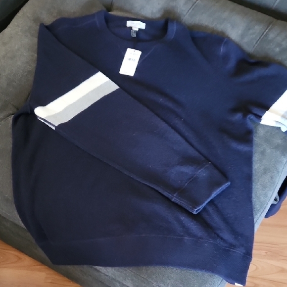 Todd Snyder Navy Crewneck Sweater with White Accent NEW